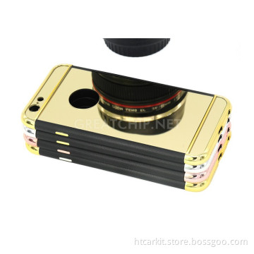 2016 Wholesale 3 IN 1 TPU PC Back Cover Luxury Electroplating Mirror Phone Case for iphone 6S